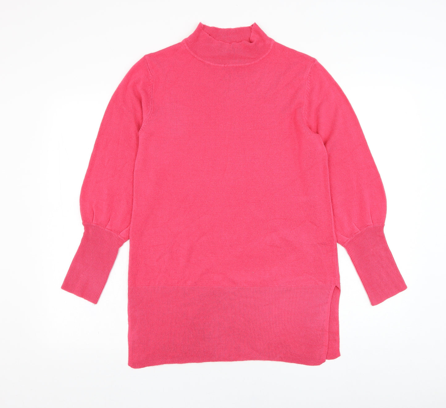 Marks and Spencer Womens Pink Mock Neck  Acrylic Pullover Jumper Size M