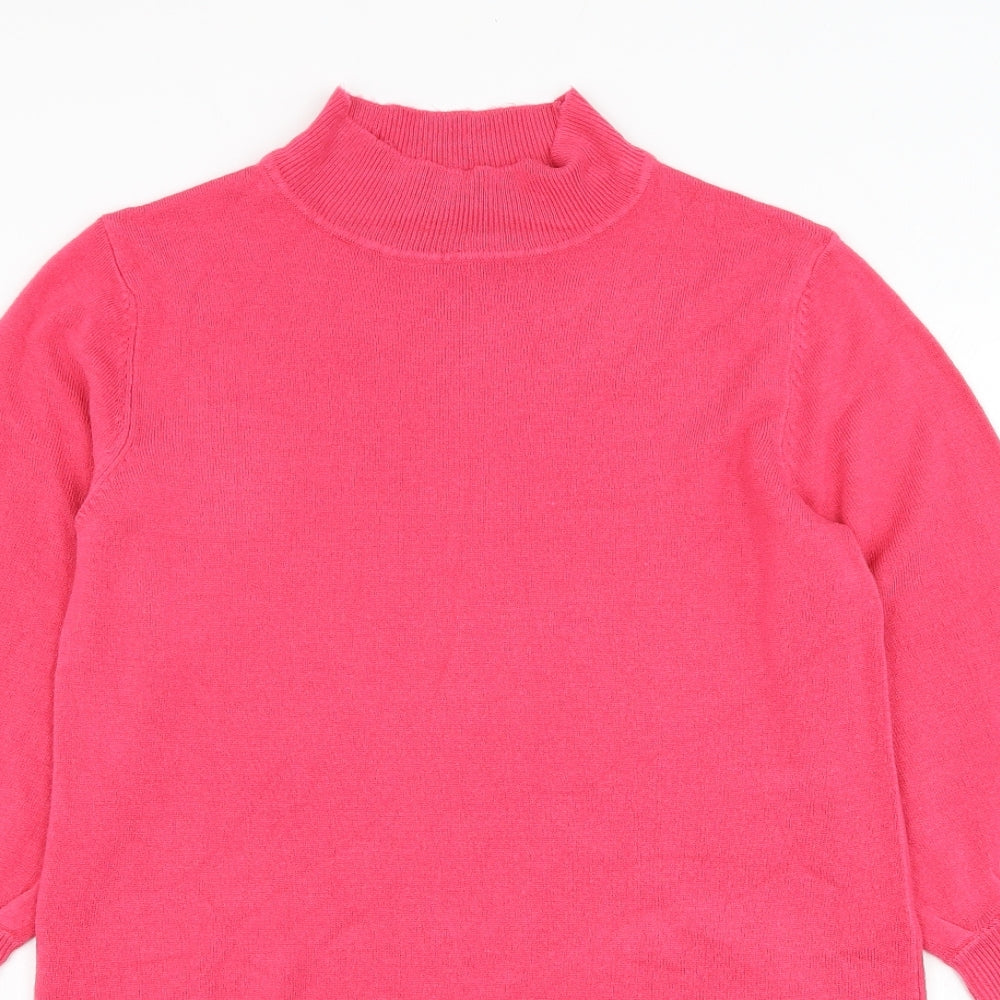 Marks and Spencer Womens Pink Mock Neck  Acrylic Pullover Jumper Size M