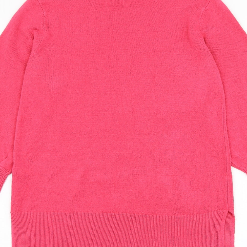 Marks and Spencer Womens Pink Mock Neck  Acrylic Pullover Jumper Size M