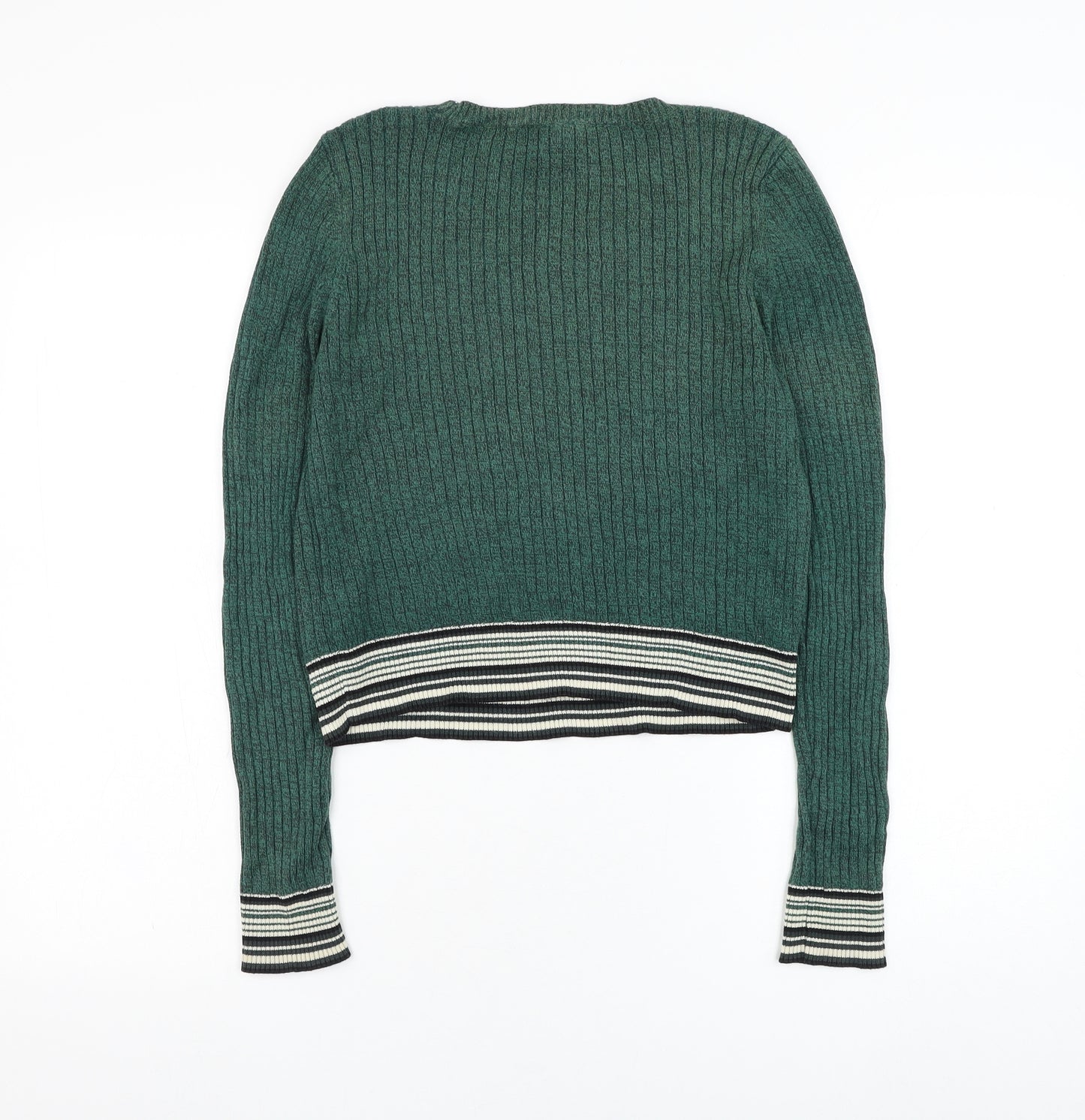 Topshop Womens Green Round Neck  Cotton Pullover Jumper Size 14