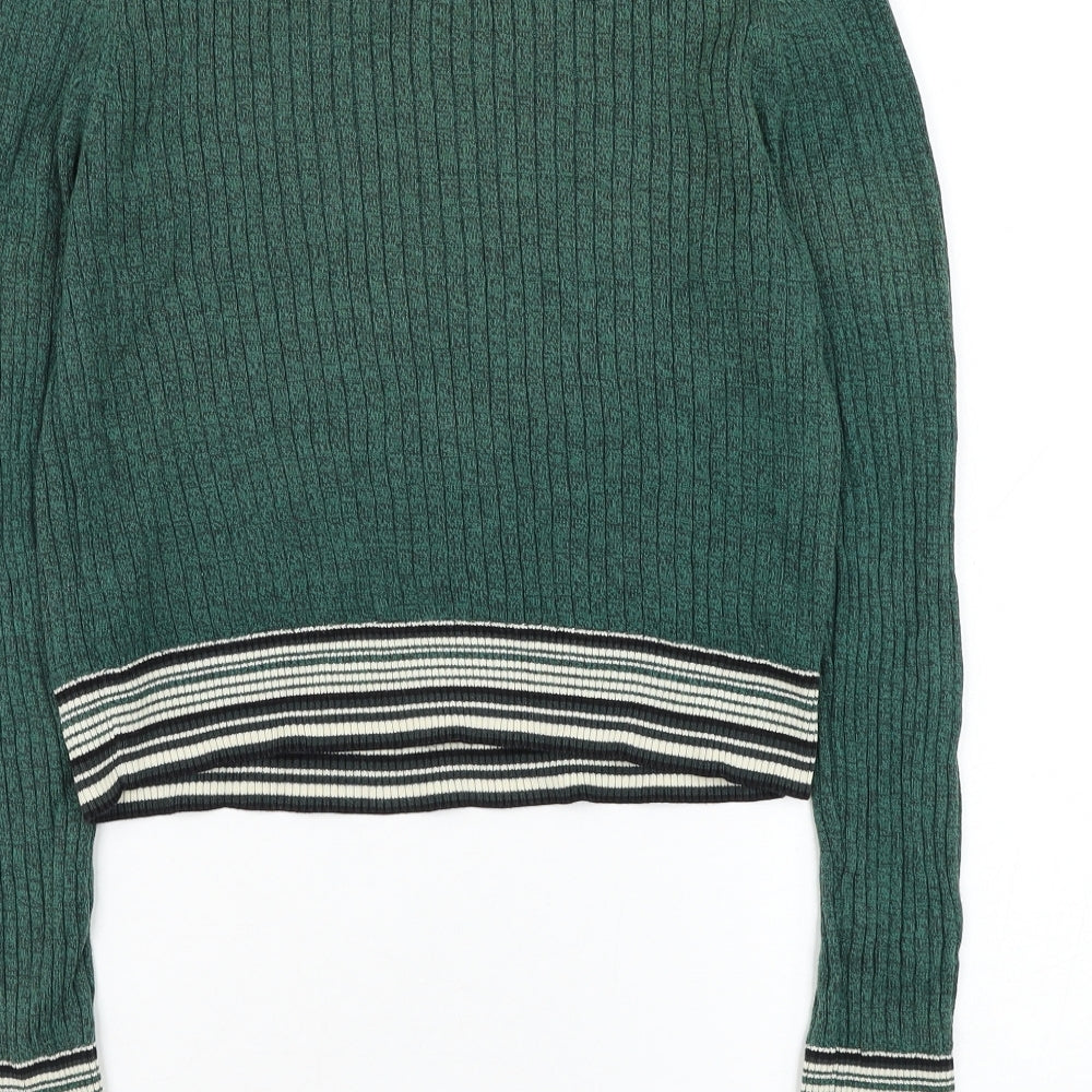 Topshop Womens Green Round Neck  Cotton Pullover Jumper Size 14