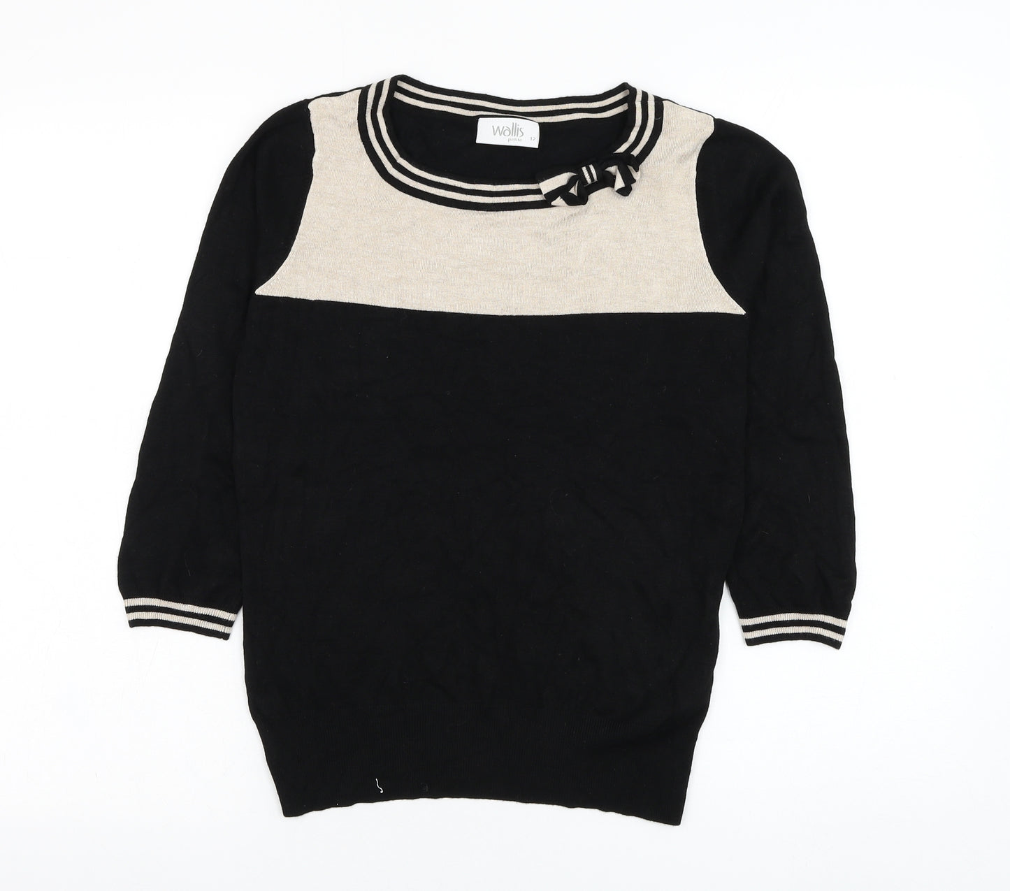Wallis Womens Black Round Neck  Viscose Pullover Jumper Size 12