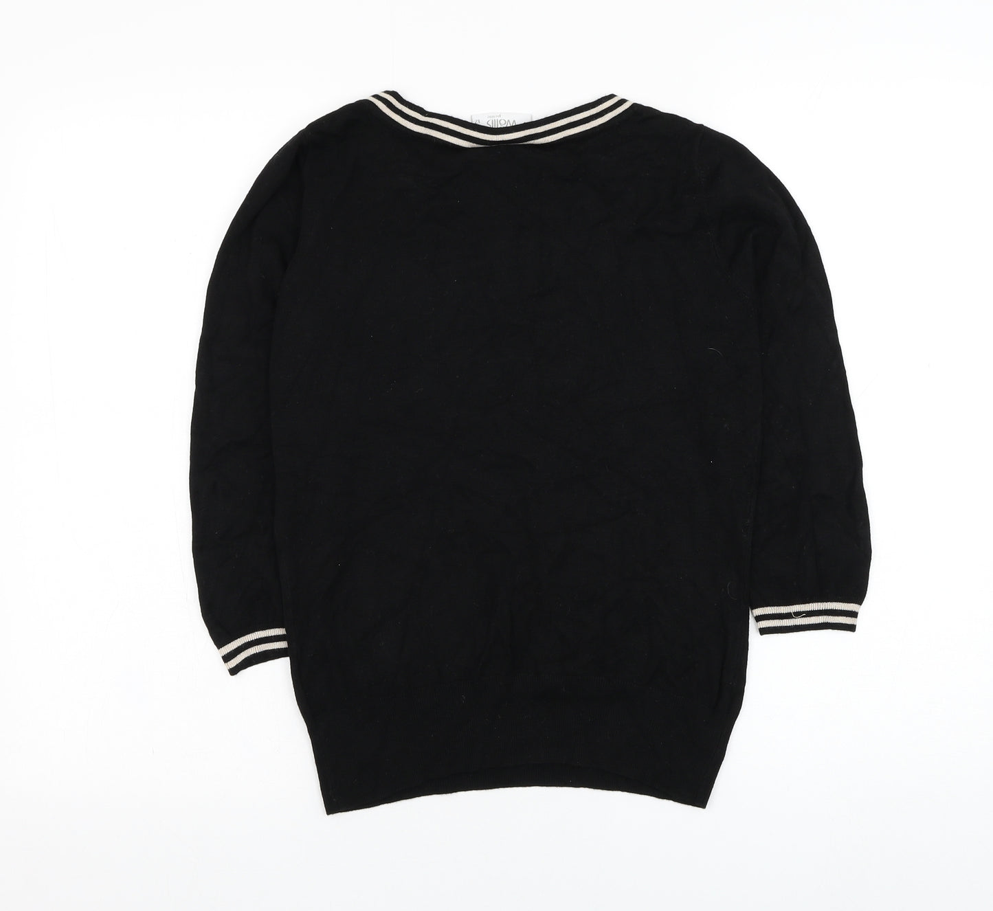Wallis Womens Black Round Neck  Viscose Pullover Jumper Size 12