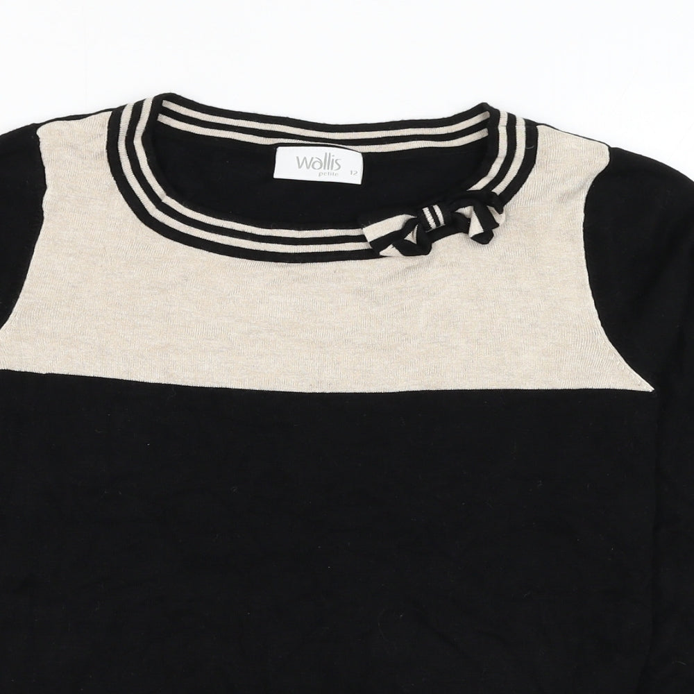 Wallis Womens Black Round Neck  Viscose Pullover Jumper Size 12