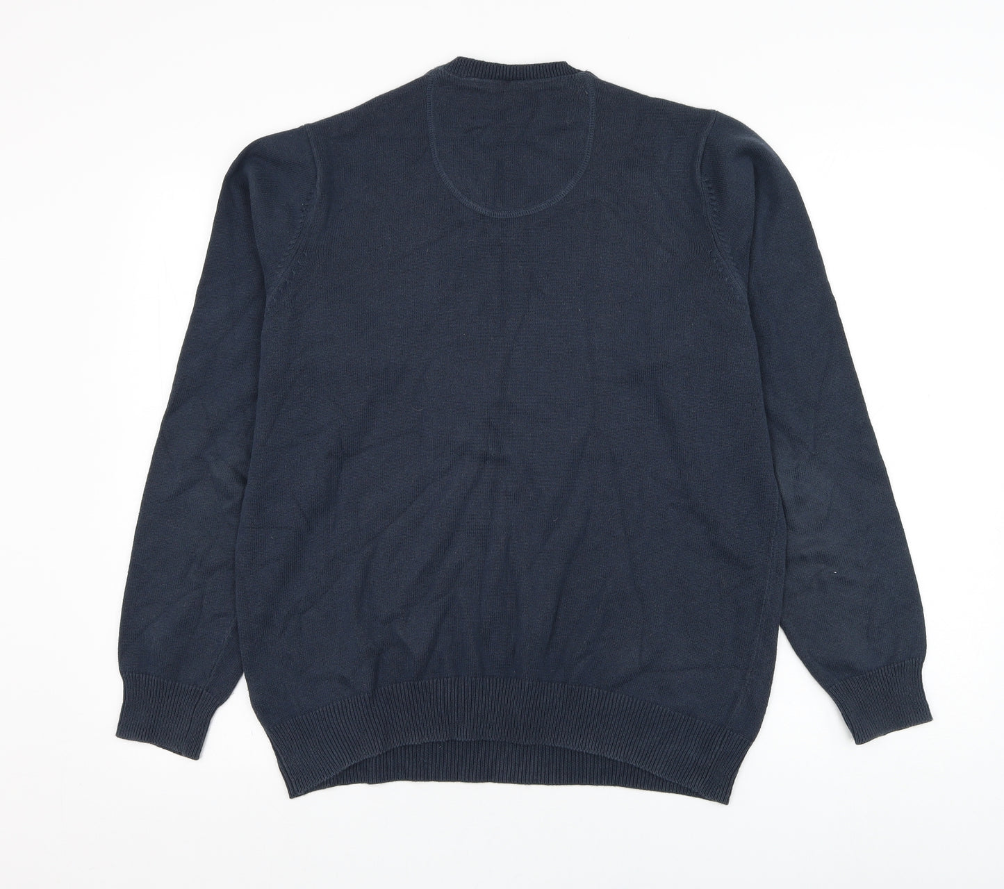 Marks and Spencer Mens Blue V-Neck  Cotton Pullover Jumper Size M