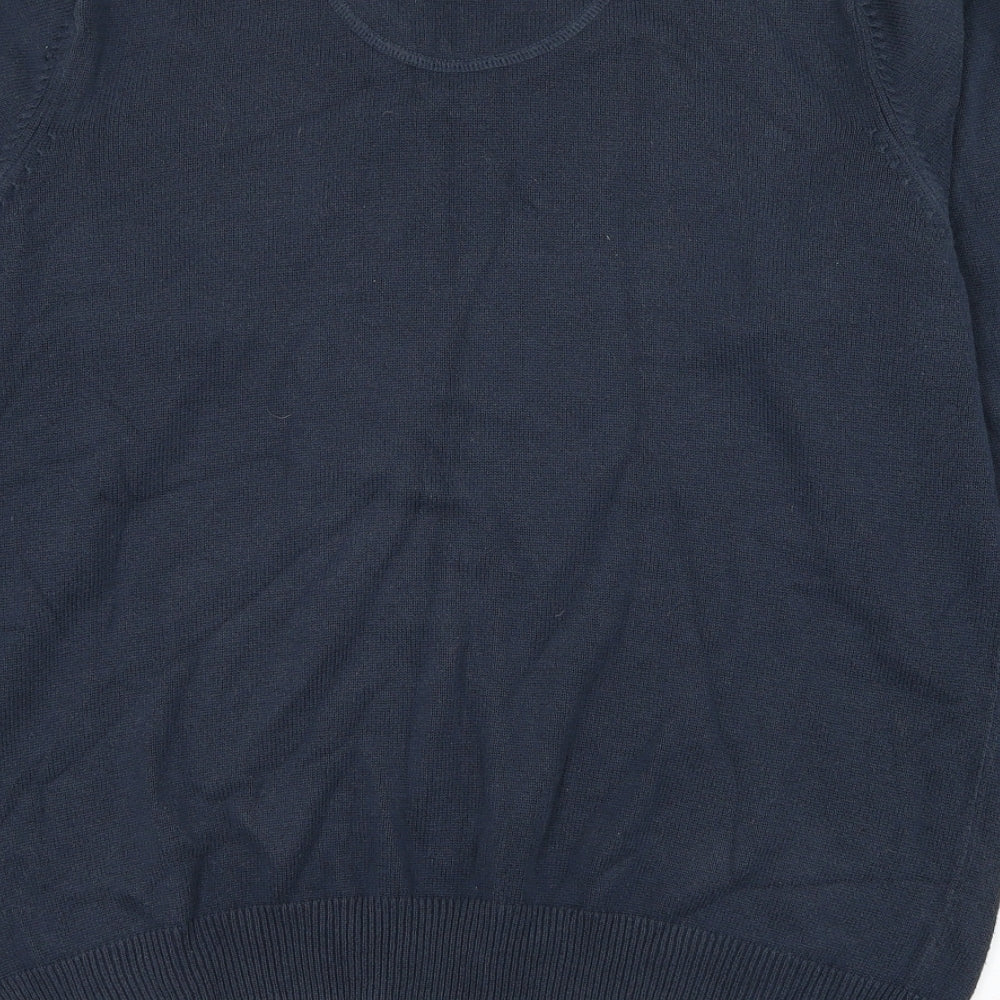 Marks and Spencer Mens Blue V-Neck  Cotton Pullover Jumper Size M