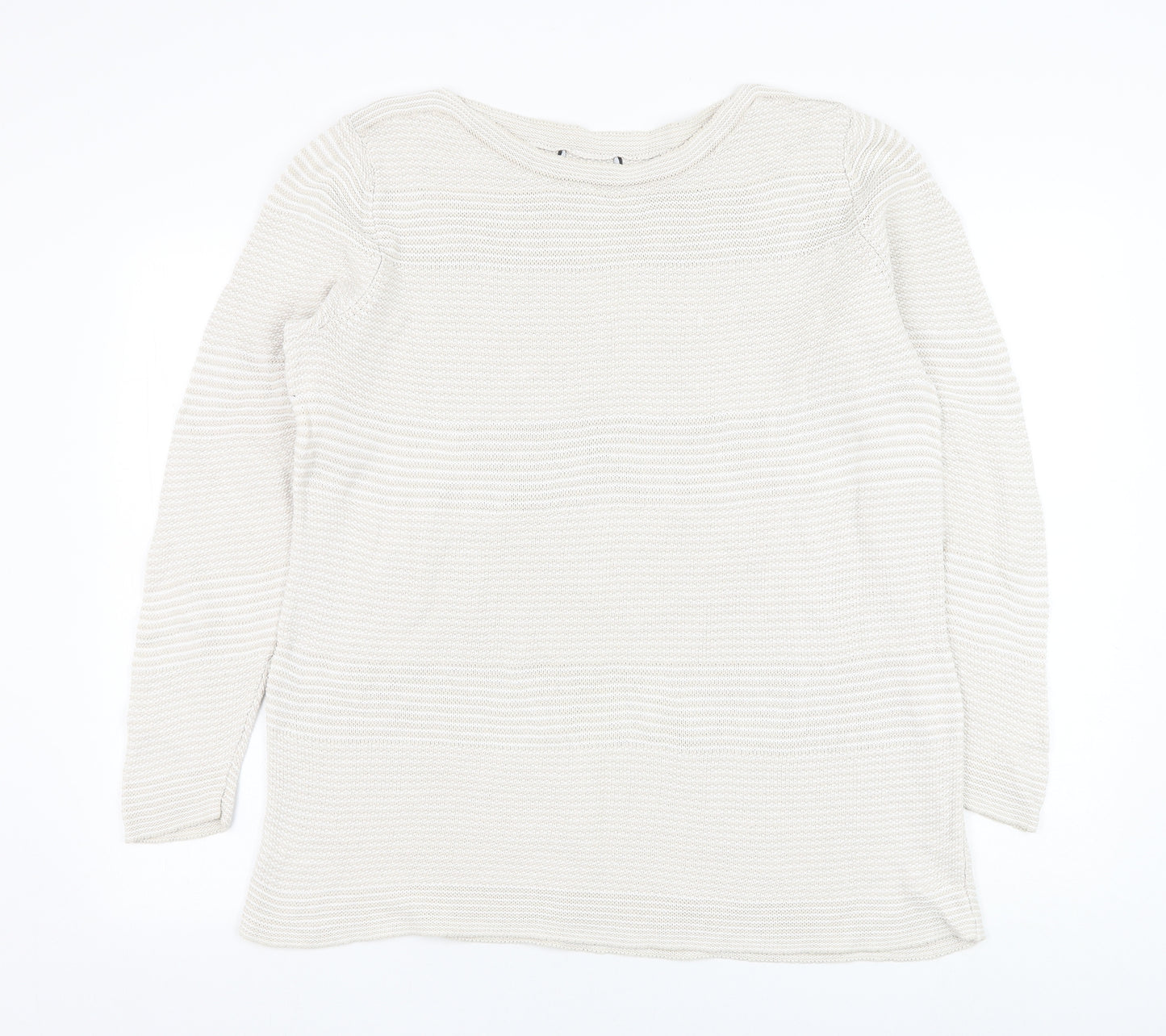 Preworn Womens Beige Round Neck  Cotton Pullover Jumper Size M