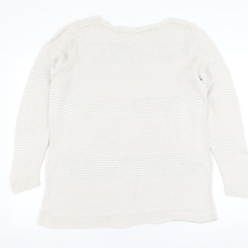 Preworn Womens Beige Round Neck  Cotton Pullover Jumper Size M