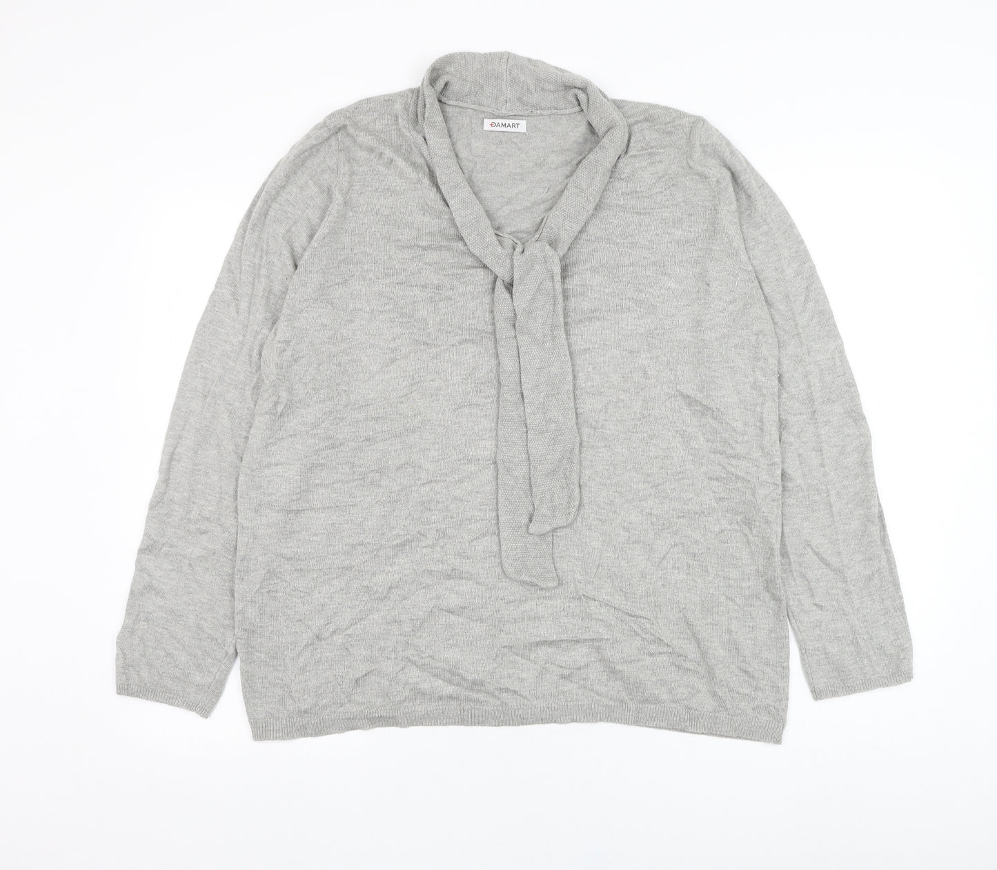 Damart Womens Grey Round Neck  Viscose Pullover Jumper Size 18