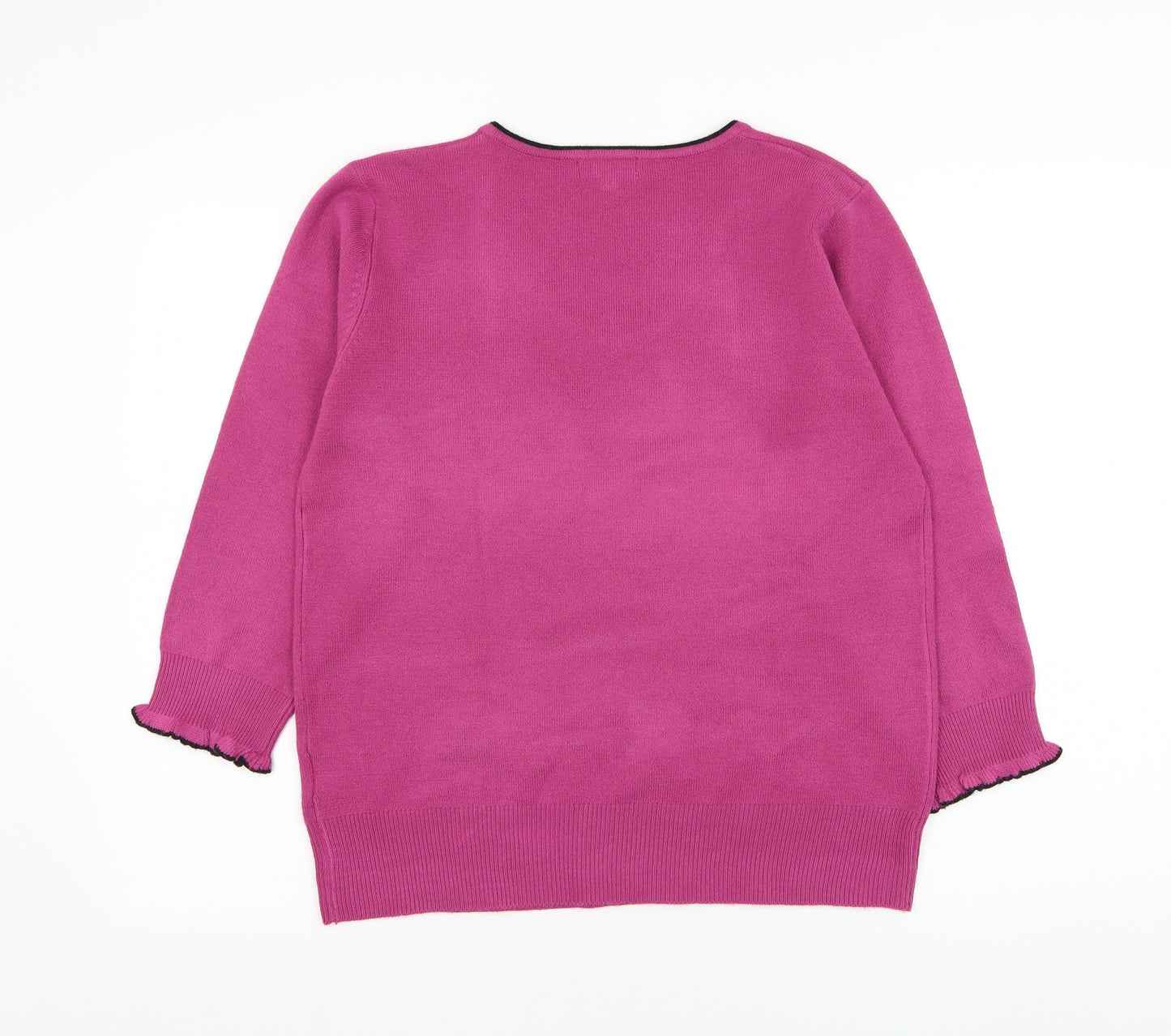 Ann Marie Womens Purple V-Neck  Acrylic Pullover Jumper Size L