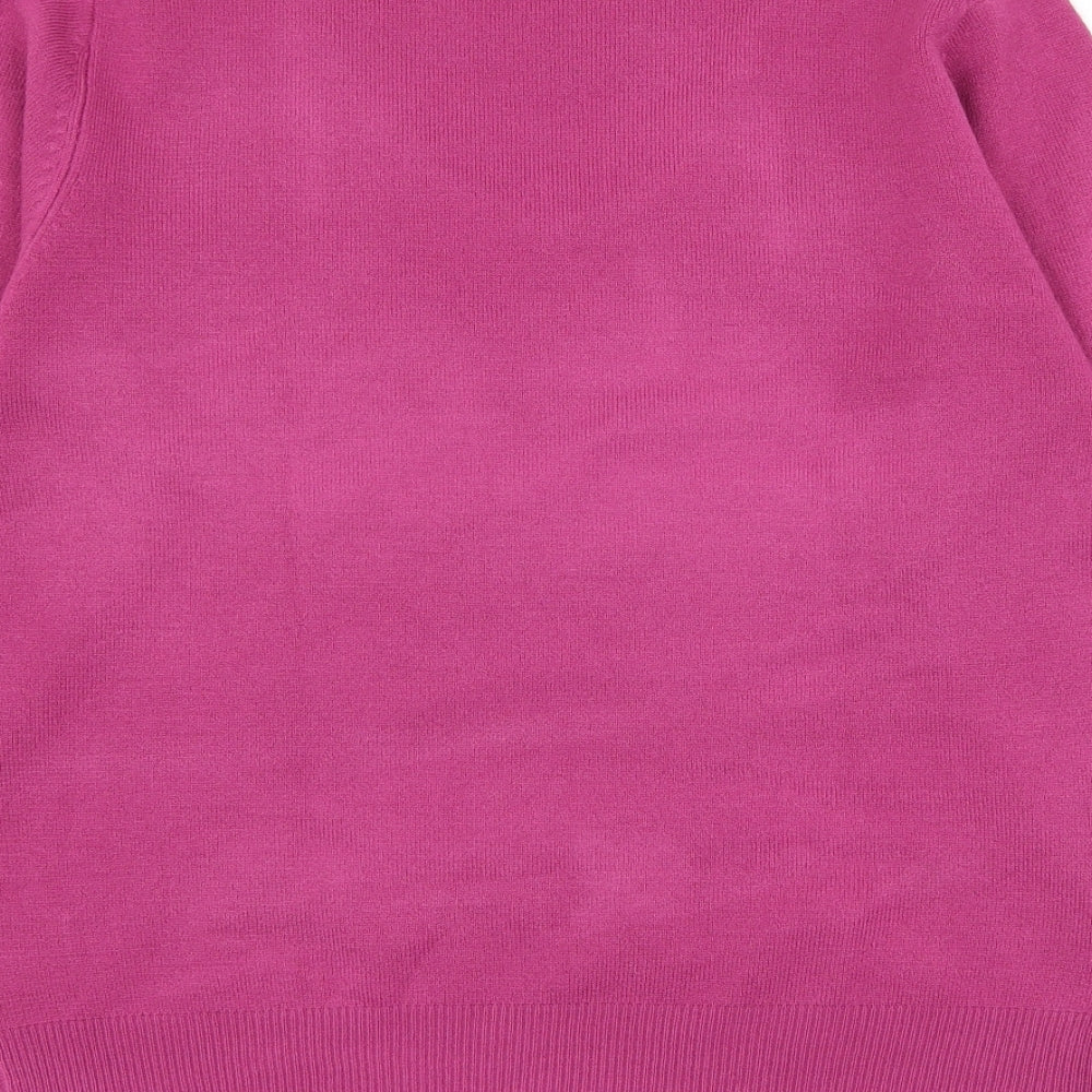 Ann Marie Womens Purple V-Neck  Acrylic Pullover Jumper Size L