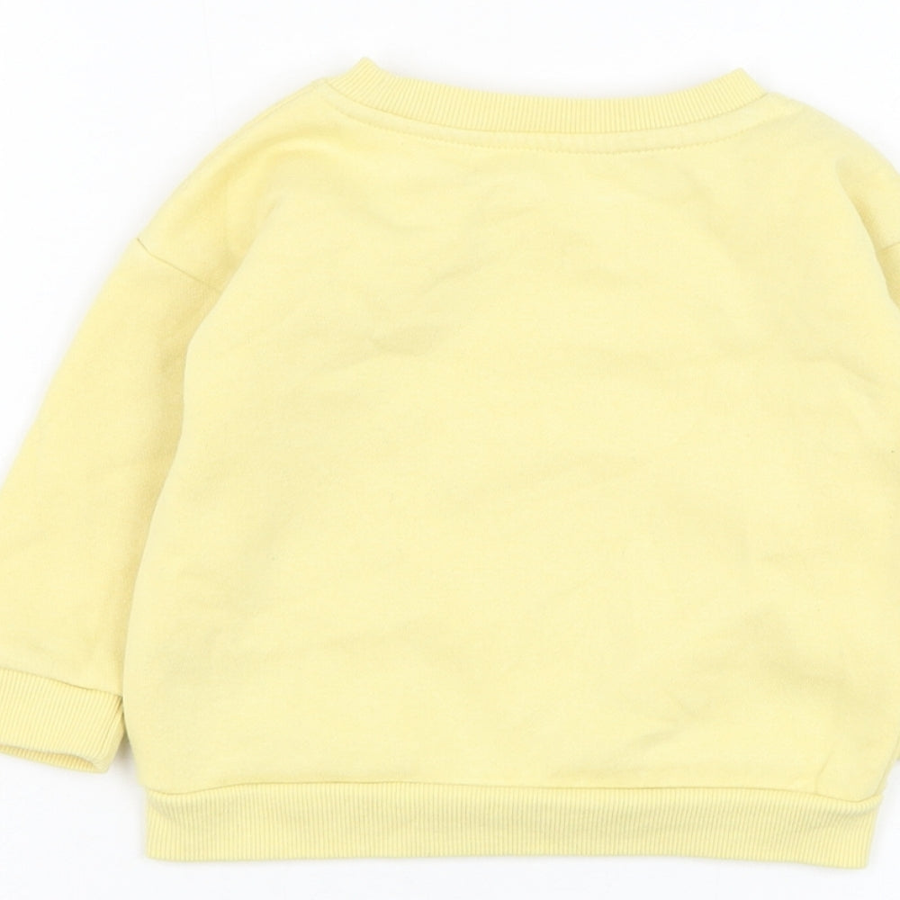 Primark Girls Yellow  Cotton Pullover Jumper Size 9-12 Months  Pullover - Butterfly