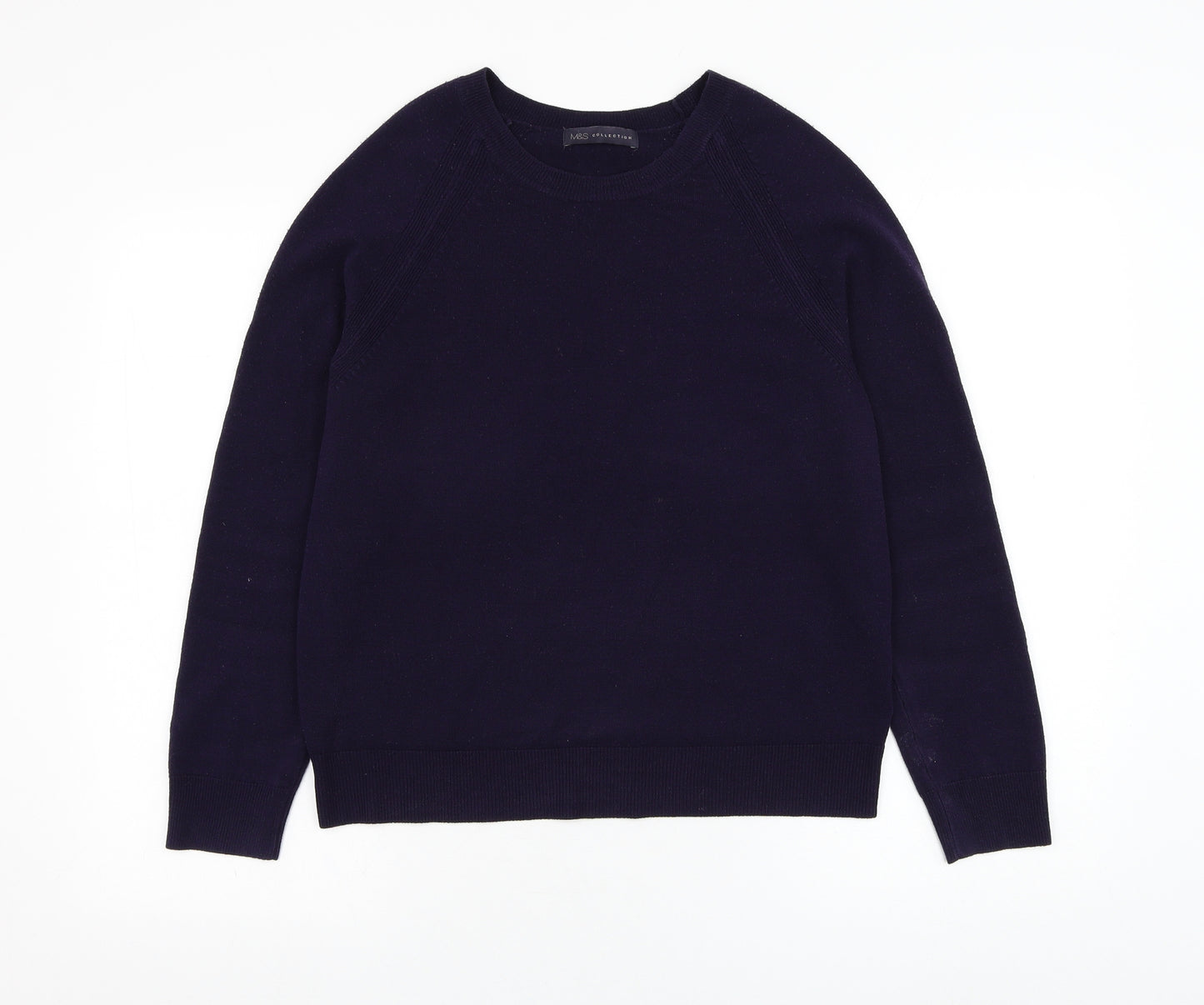 Marks and Spencer Womens Purple Round Neck  Acrylic Pullover Jumper Size 12
