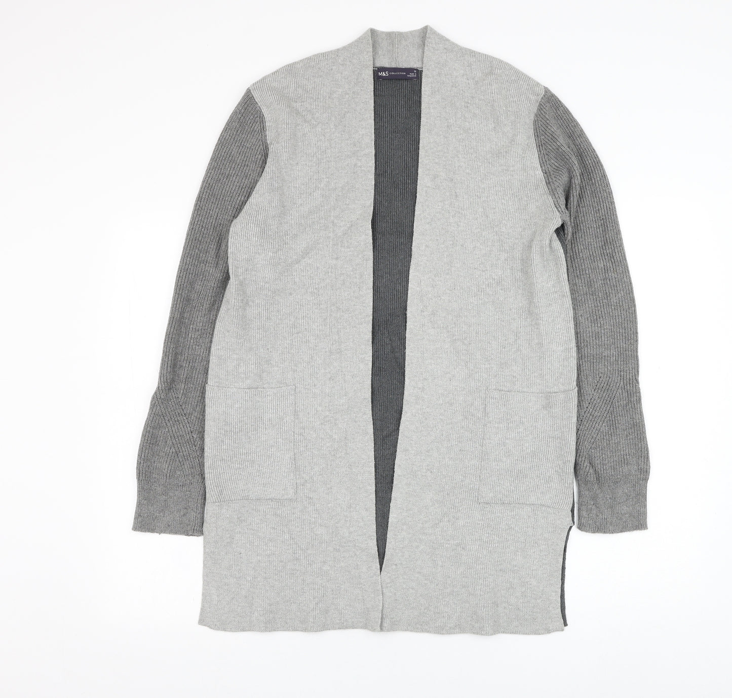 Marks and Spencer Womens Grey Square Neck  Viscose Cardigan Jumper Size 12