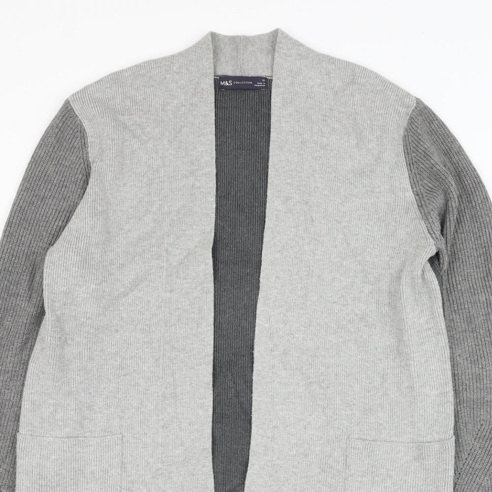 Marks and Spencer Womens Grey Square Neck  Viscose Cardigan Jumper Size 12