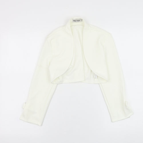 Grace Karin Womens White Round Neck  Polyester Cardigan Jumper Size S