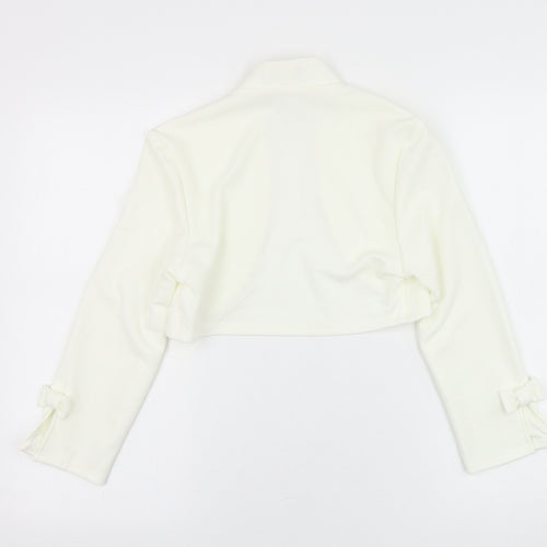 Grace Karin Womens White Round Neck  Polyester Cardigan Jumper Size S