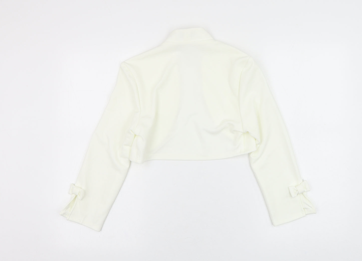 Grace Karin Womens White Round Neck  Polyester Cardigan Jumper Size S