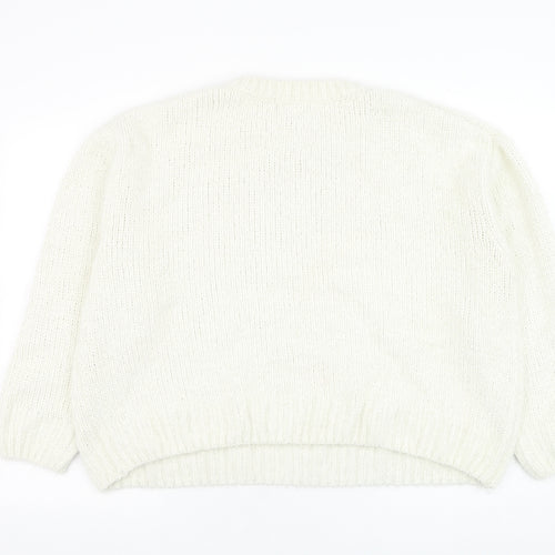 Primark Womens White Round Neck  Polyester Pullover Jumper Size 18