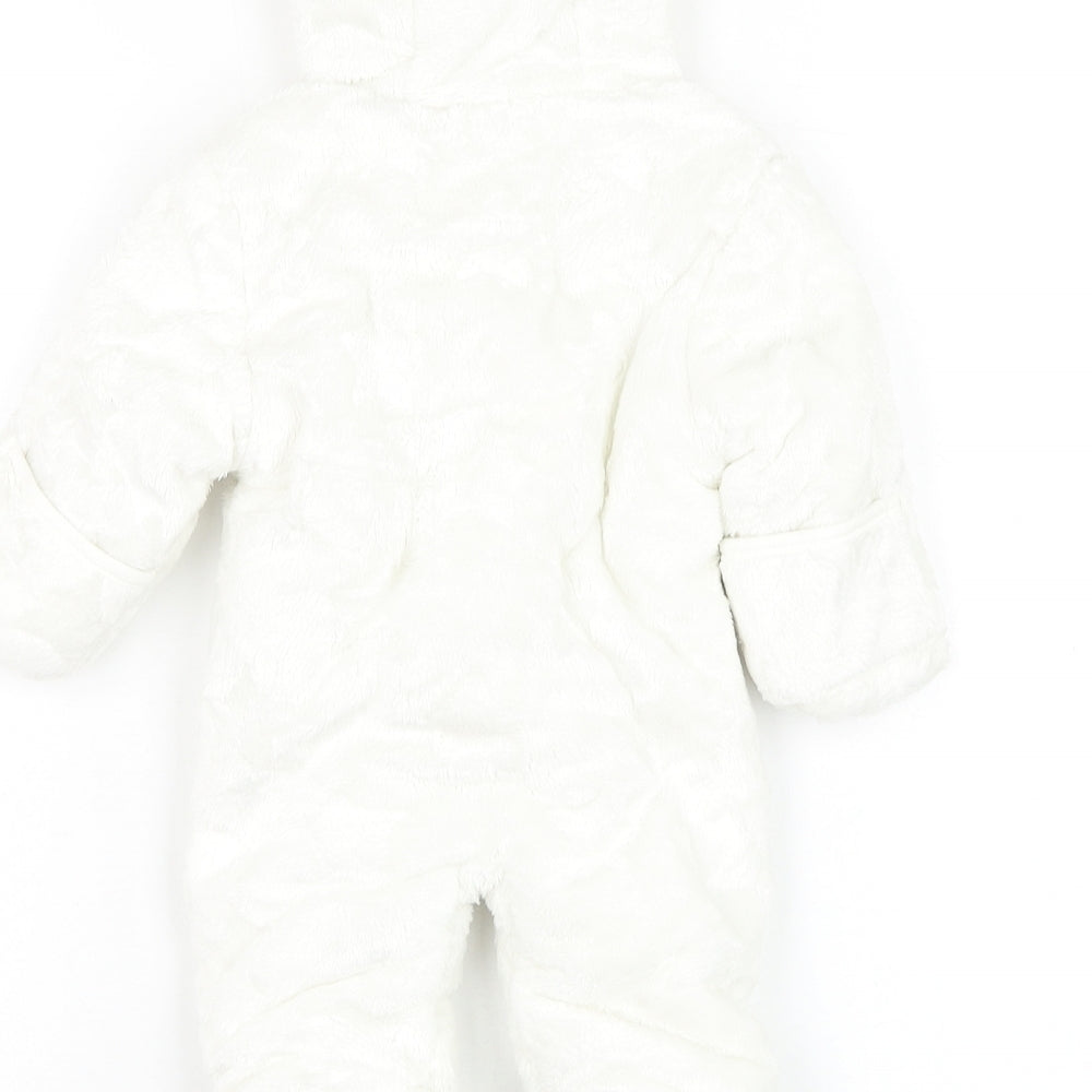 George Baby White   Overcoat Snowsuit Size 0-3 Months   Zip