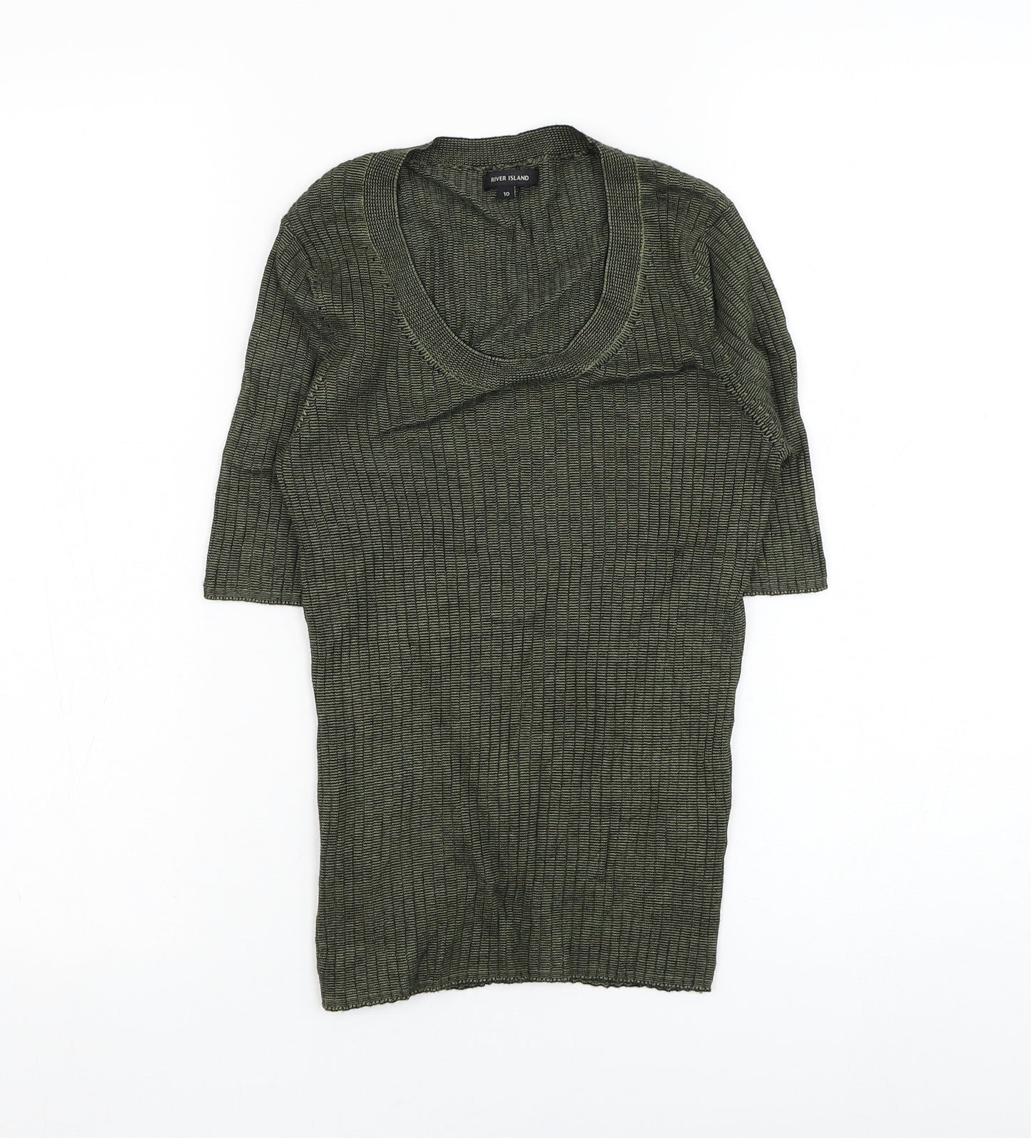River Island Womens Green Round Neck  Viscose Pullover Jumper Size 10