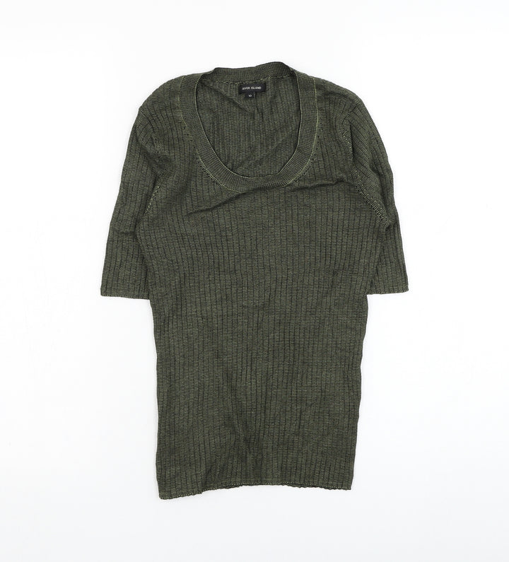 River Island Womens Green Round Neck  Viscose Pullover Jumper Size 10