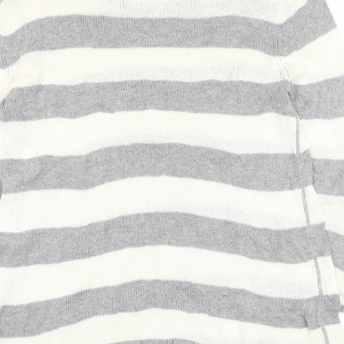 FOREVER 21 Womens Grey Round Neck Striped Cotton Pullover Jumper Size M