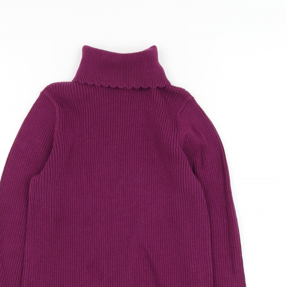 George Girls Purple Roll Neck  Cotton Pullover Jumper Size 8-9 Years  Pullover