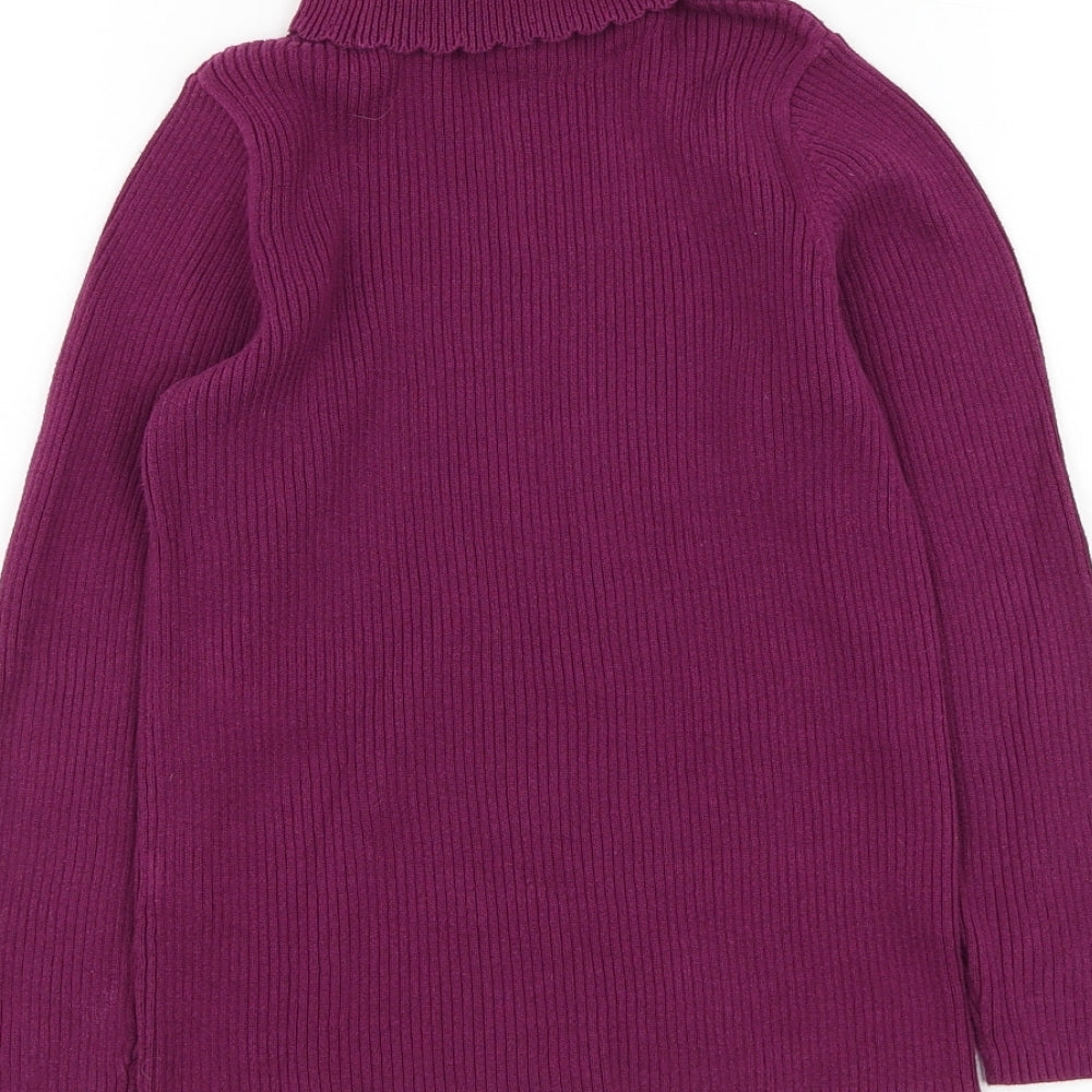 George Girls Purple Roll Neck  Cotton Pullover Jumper Size 8-9 Years  Pullover