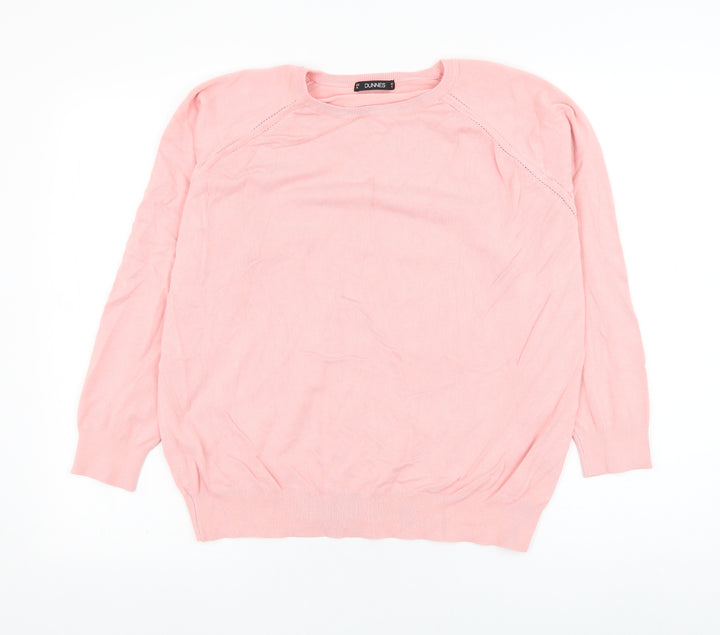Dunnes Stores Womens Pink Round Neck Viscose Pullover Jumper Size XL