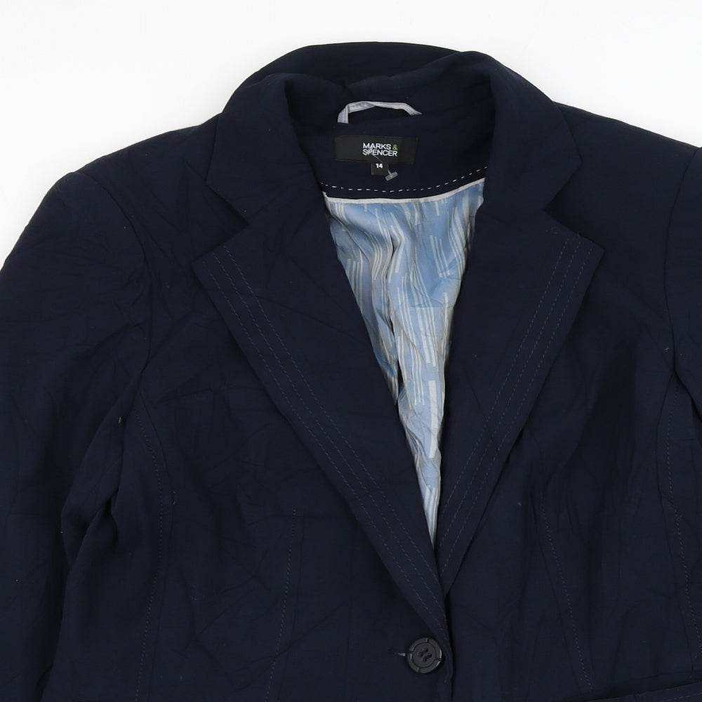 Marks and Spencer Womens Blue   Jacket Blazer Size 14  Button