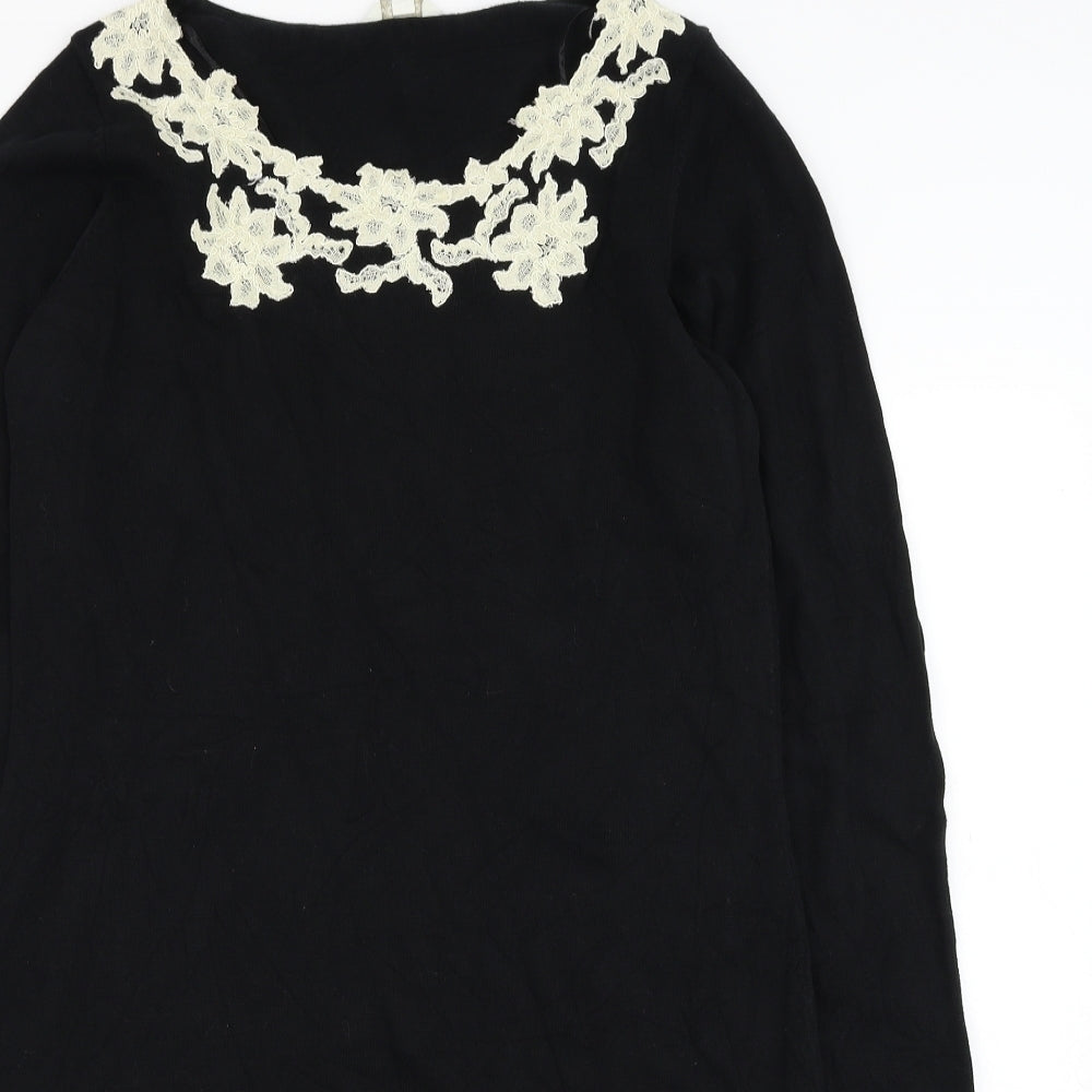 Monsoon Womens Black  Cotton Jumper Dress  Size M  Round Neck Pullover