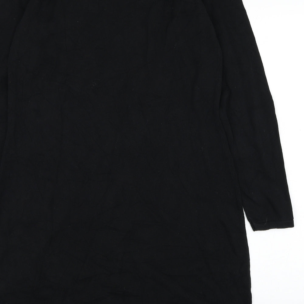 Monsoon Womens Black  Cotton Jumper Dress  Size M  Round Neck Pullover