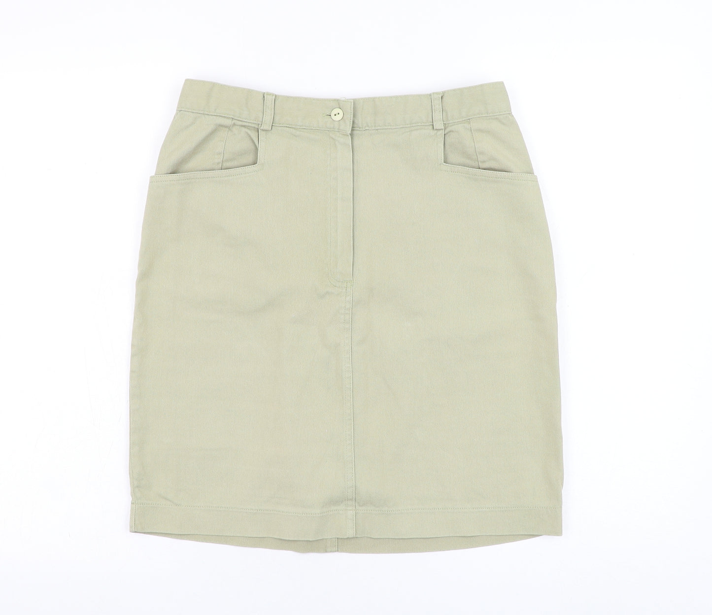 3 Suisses Womens Green  Cotton A-Line Skirt Size 18   Zip