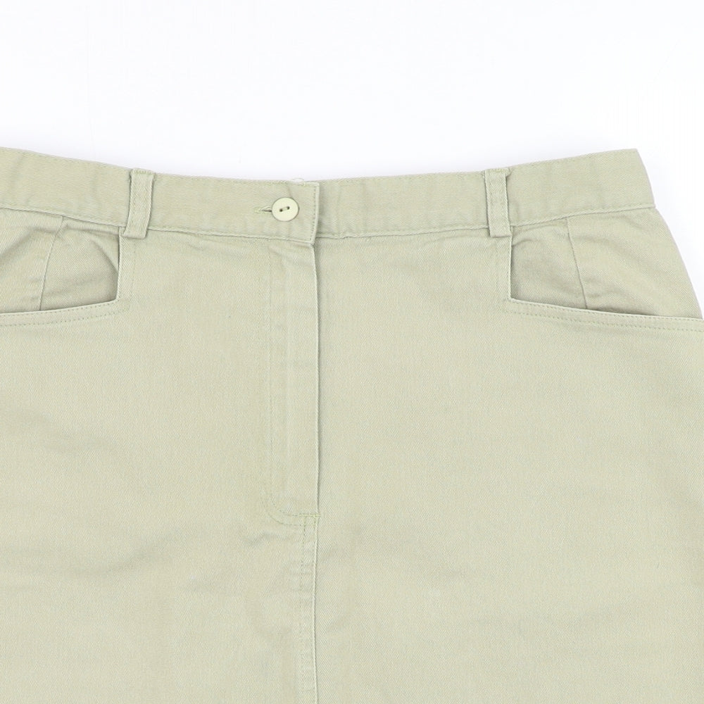 3 Suisses Womens Green  Cotton A-Line Skirt Size 18   Zip