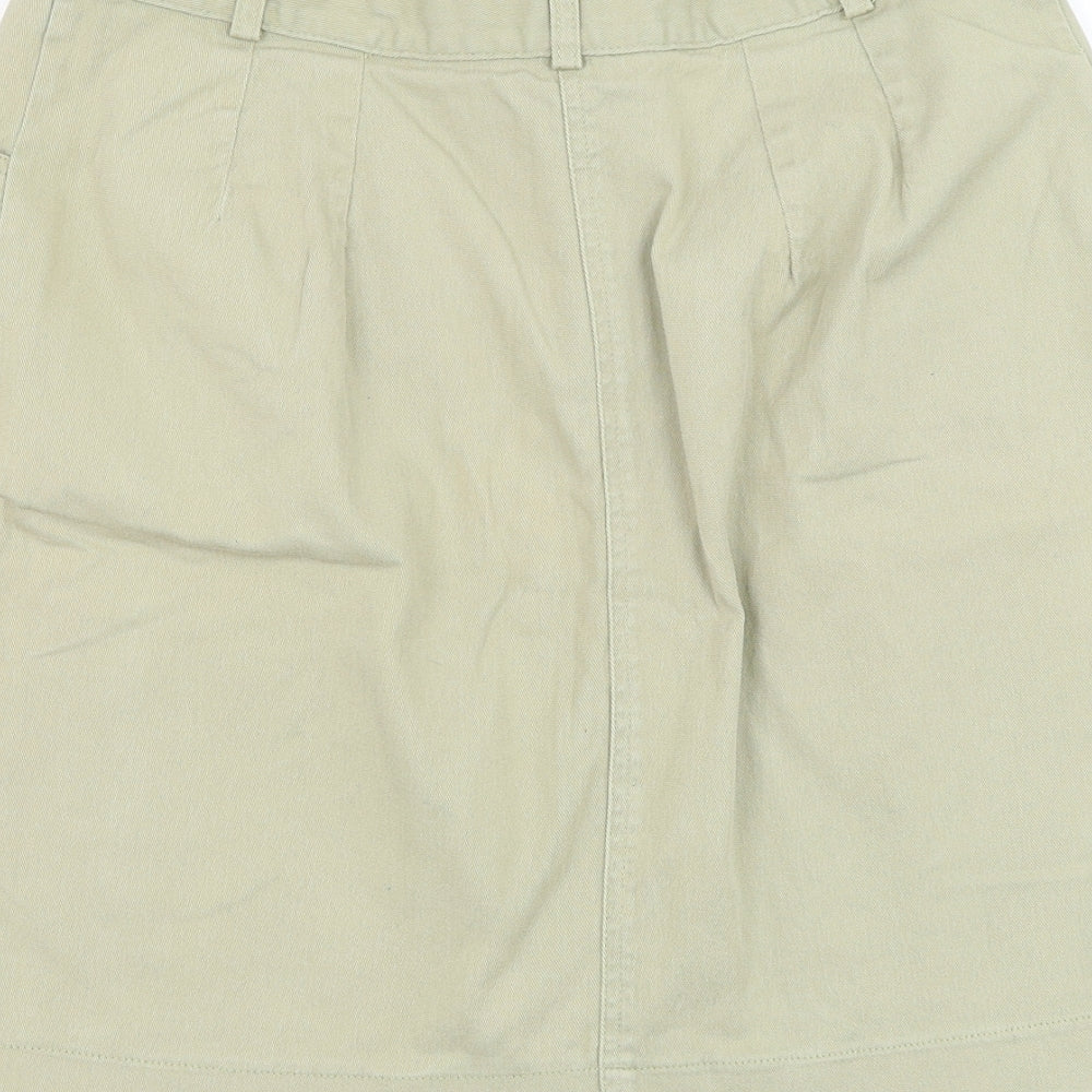 3 Suisses Womens Green  Cotton A-Line Skirt Size 18   Zip