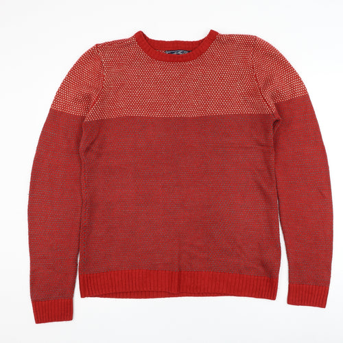 New Look Mens Red Round Neck  Acrylic Pullover Jumper Size M