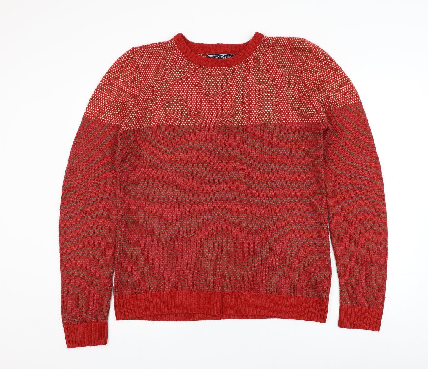 New Look Mens Red Round Neck  Acrylic Pullover Jumper Size M