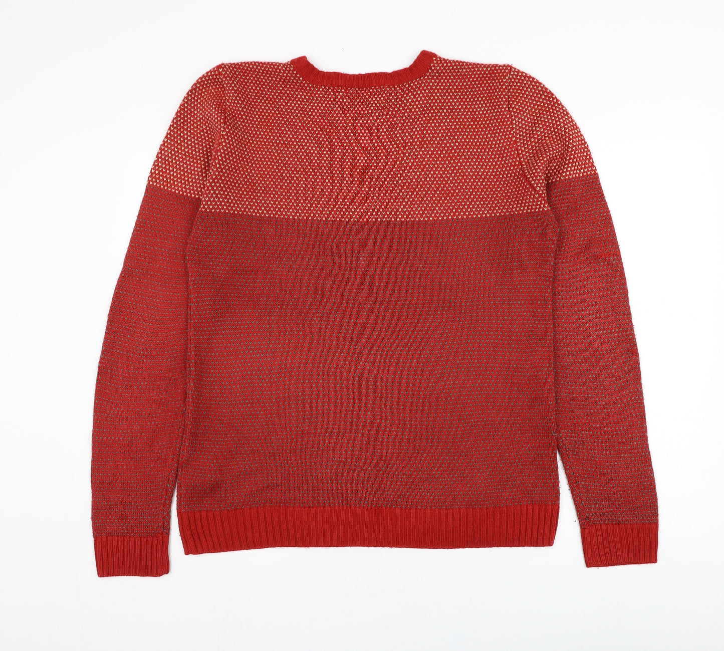 New Look Mens Red Round Neck  Acrylic Pullover Jumper Size M