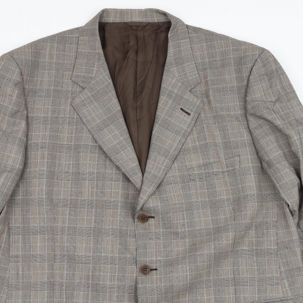 Cerruti Mens Brown Check Wool Jacket Suit Jacket Size 46
