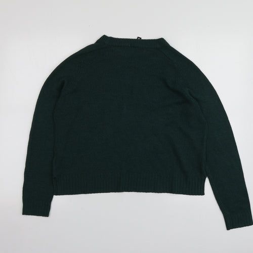 H&M Womens Green Round Neck  Acrylic Pullover Jumper Size M