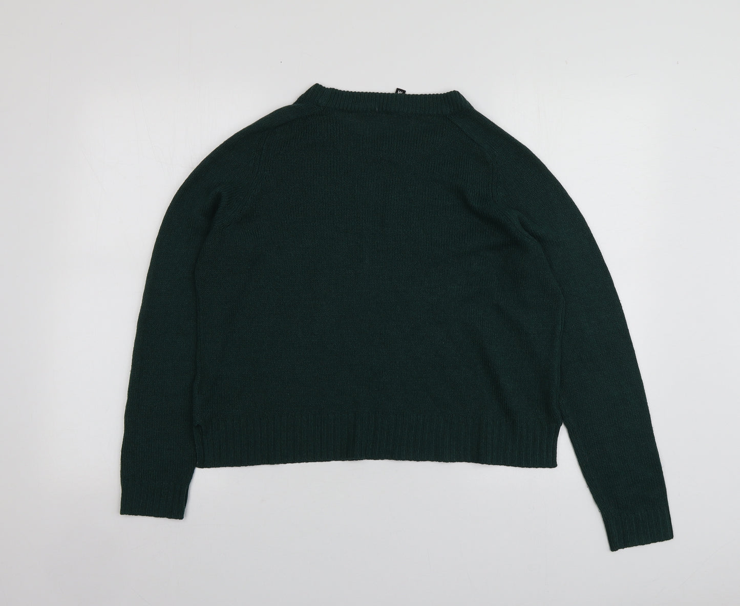 H&M Womens Green Round Neck  Acrylic Pullover Jumper Size M