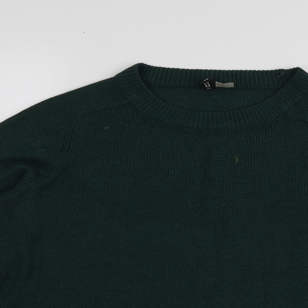 H&M Womens Green Round Neck  Acrylic Pullover Jumper Size M