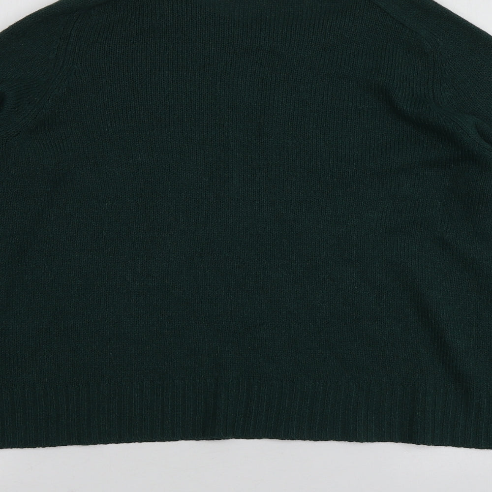 H&M Womens Green Round Neck  Acrylic Pullover Jumper Size M