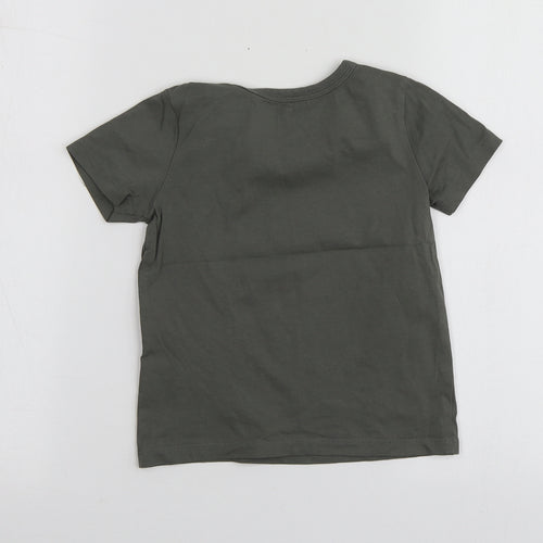 George Boys Green Geometric Cotton Pullover T-Shirt Size 2-3 Years Round Neck