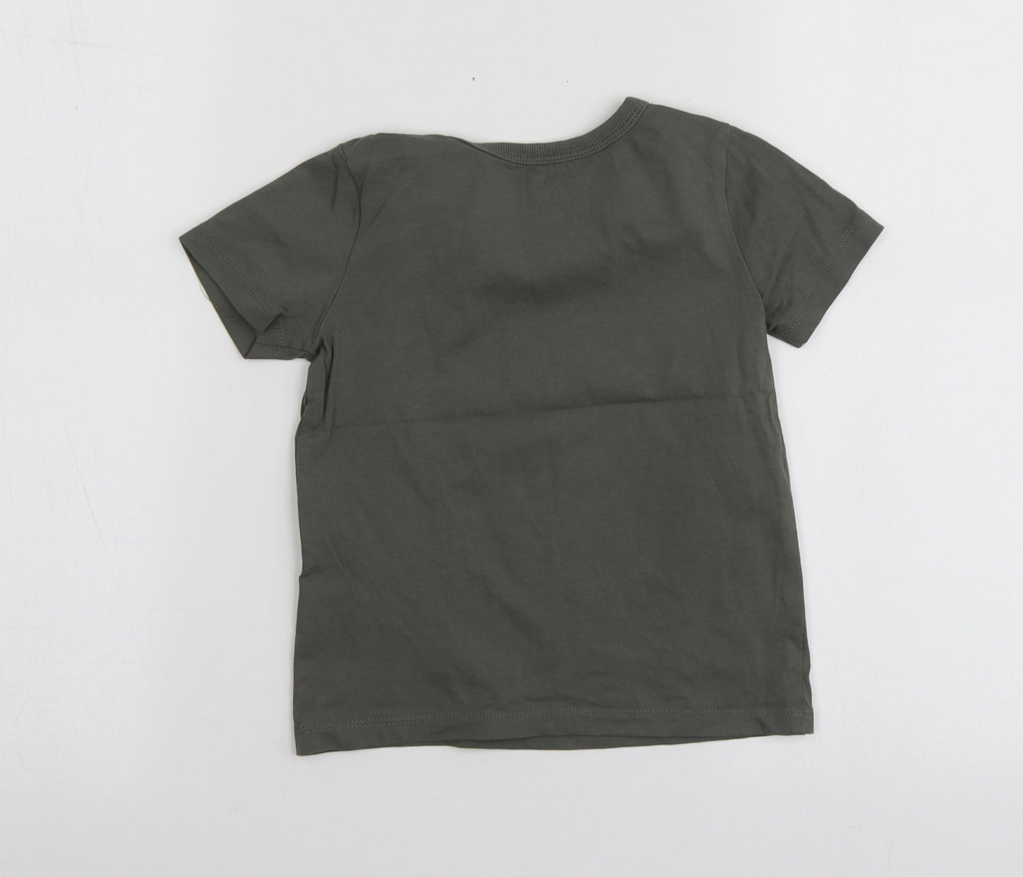 George Boys Green Geometric Cotton Pullover T-Shirt Size 2-3 Years Round Neck