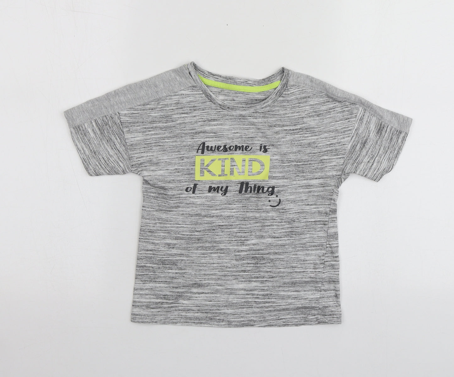 George Boys Grey Geometric Cotton Basic T-Shirt Size 2-3 Years Round Neck