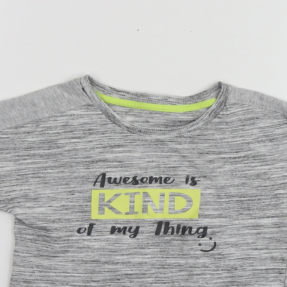 George Boys Grey Geometric Cotton Basic T-Shirt Size 2-3 Years Round Neck