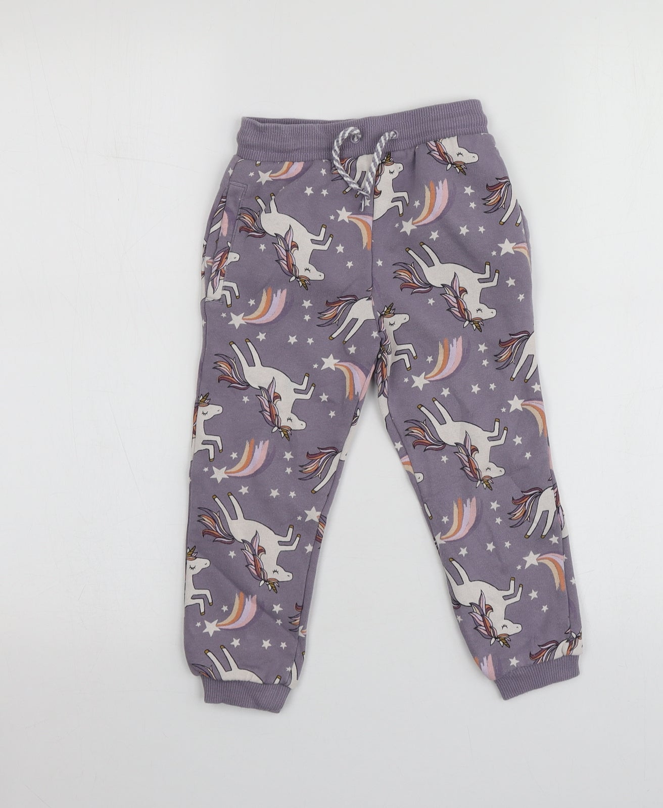NEXT Girls Purple Geometric Cotton Jogger Trousers Size 4 Years  Regular