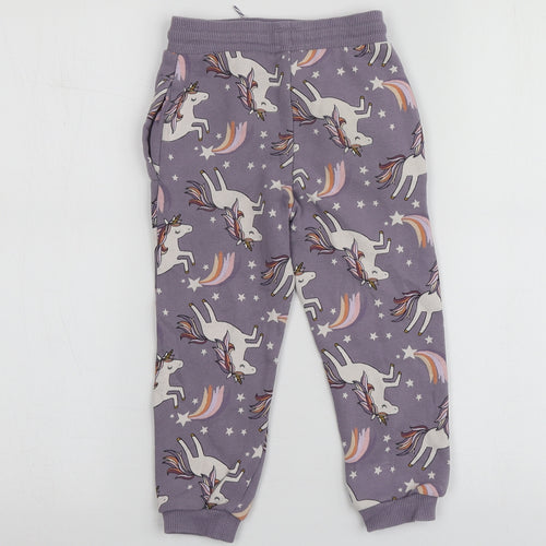 NEXT Girls Purple Geometric Cotton Jogger Trousers Size 4 Years  Regular